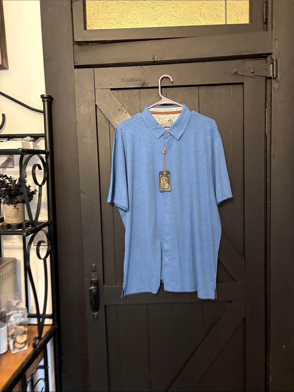 Weatherproof Light Blue Short-Sleeve Button Polo